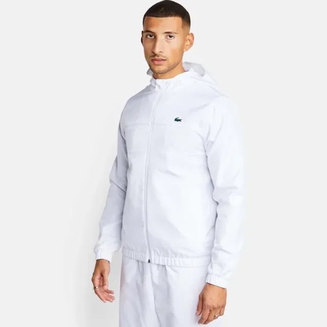 Lacoste Diamond Weave Hooded Men Track Tops - White