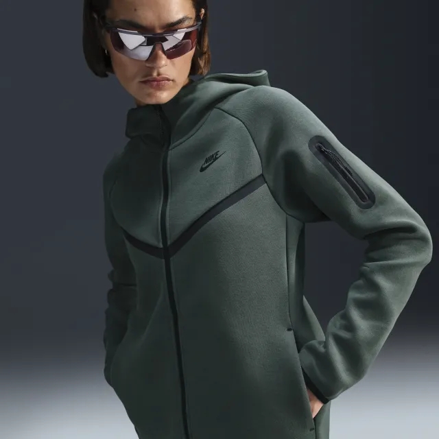 Nike Womens Tech Fleece Windrunner Full Zip Hoodie - Green - Size L - Green