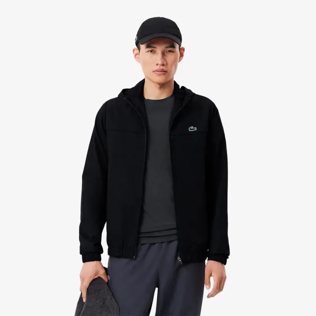 Lacoste Diamond Weave Hooded Men Track Tops - Black