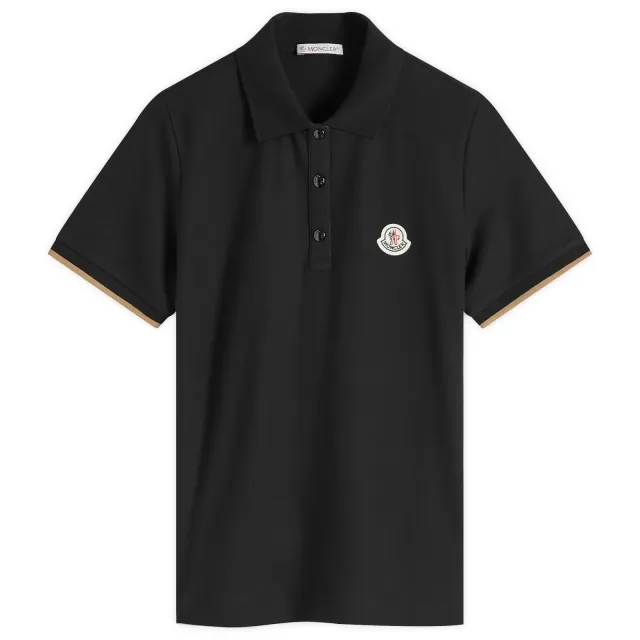 Moncler Women's Logo Short Sleeve Polo Black