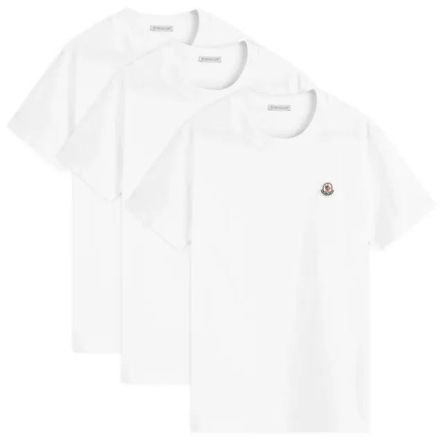 Moncler Men's Lightweight Cotton Jersey Washed T-Shirt (3-Pack) White