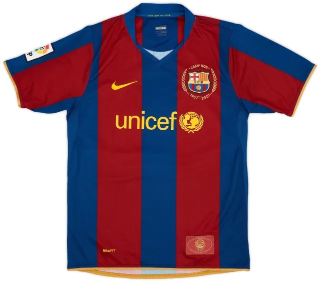 Nike 2007-08 Barcelona Home Shirt - 9/10 - (XL.Boys)