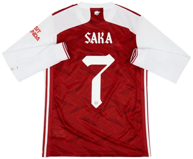 adidas 2020-21 Arsenal Home L/S Shirt Saka #7 - 6/10 - (M)