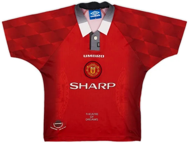 Umbro 1996-98 Manchester United Home Shirt - 8/10 - (L.Boys)
