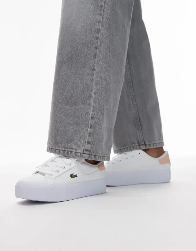Lacoste Women's Ziane Platform Sneakers - White & Light Pink