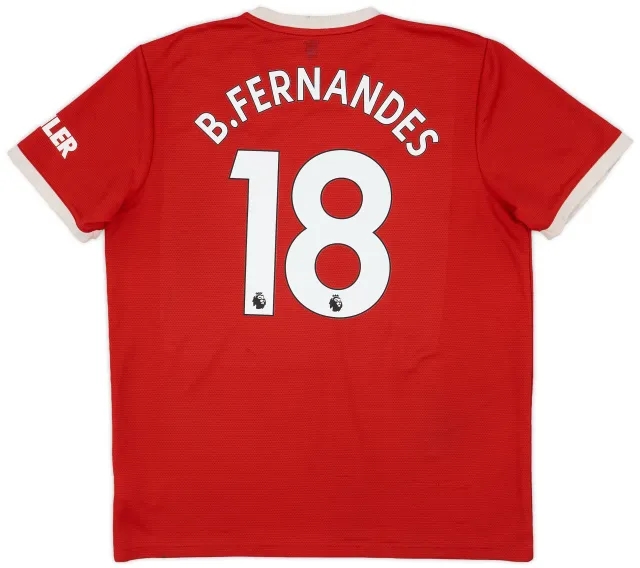 adidas 2021-22 Manchester United Home Shirt B.Fernandes #18 - 6/10 - (XL)