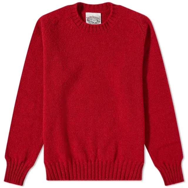 Jamieson's of Shetland Men's Crew Knit Crimson