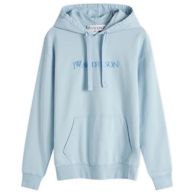 JW Anderson Men's Logo Embroidery Hoodie Pale Blue