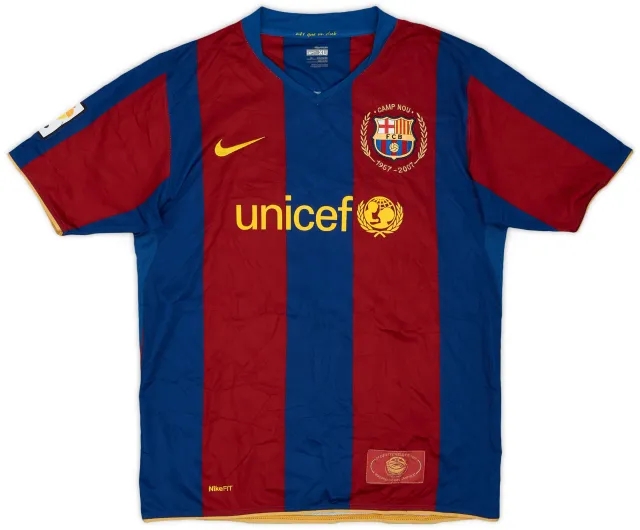 Nike 2007-08 Barcelona Home Shirt - 9/10 - (XL.Boys)