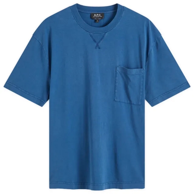 A.P.C. Men's Label H Garment Dyed T-Shirt Marine