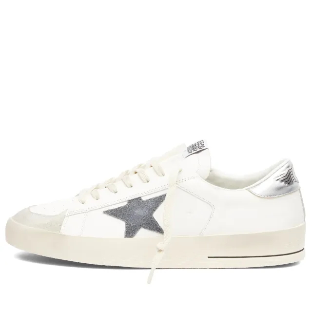 Golden Goose Men's Stardan Leather and Suede Sneaker White/Grey/Silver