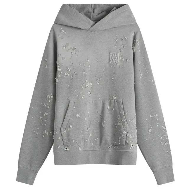 AMIRI Men's MA Shotgun Embroidered Logo Hoodie Grey