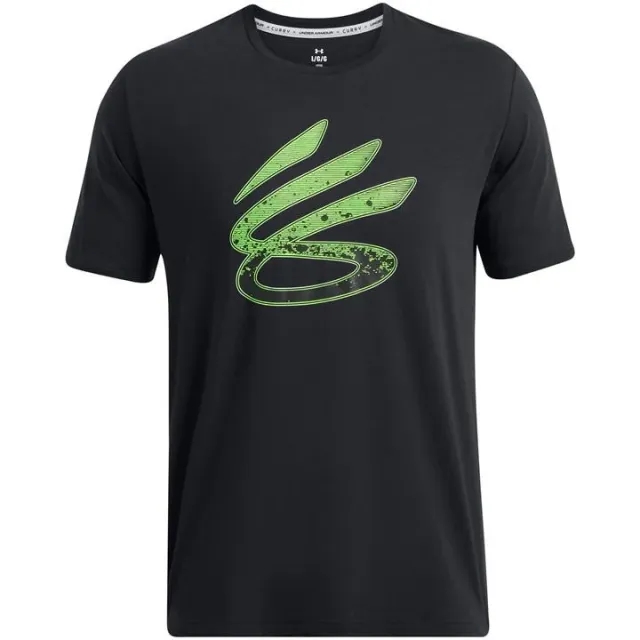 Under Armour Men's Curry Logo Trend T-Shirt Black / Black / Hyper Green XXL