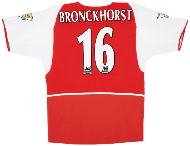 Nike 2002-03 Arsenal Signed Home Shirt Bronckhorst #16