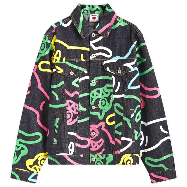 ICECREAM Men's Jumbo Running Dog Denim Jacket Multi