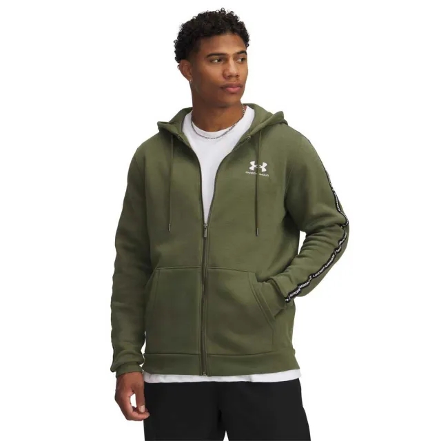 Men's  Under Armour  Icon Fleece Taping Full-Zip Marine OD Green / White XL