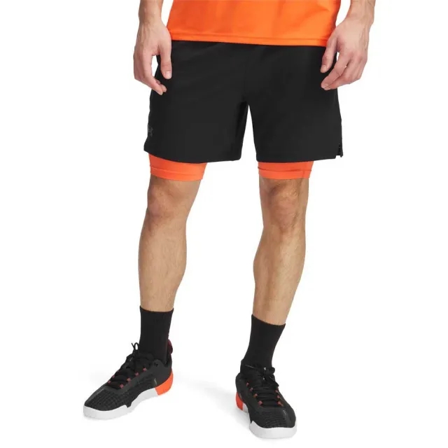 Men's  Under Armour  Vanish Woven 2-in-1 Shorts Black / Fire / Pitch Gray XXL