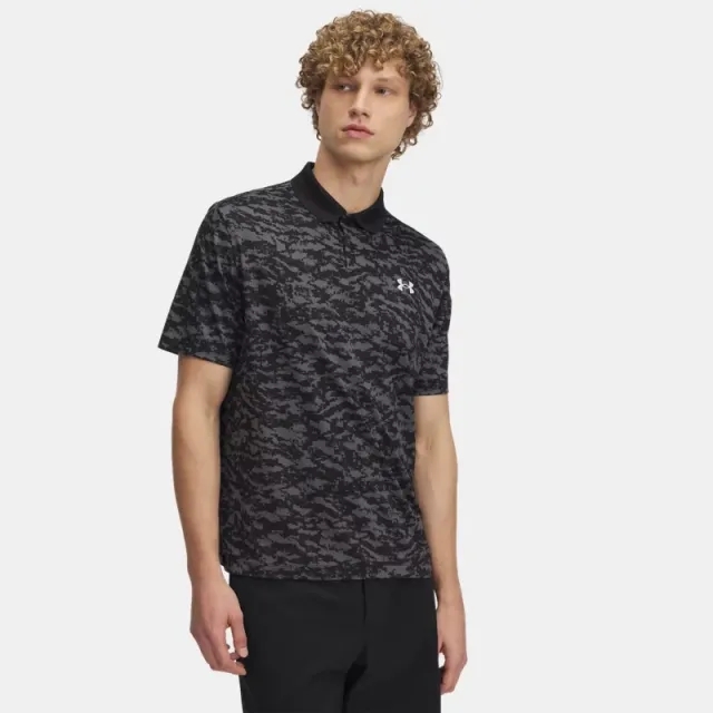 Men's  Under Armour  Matchplay Printed Polo Black / Castlerock / Halo Gray XXL
