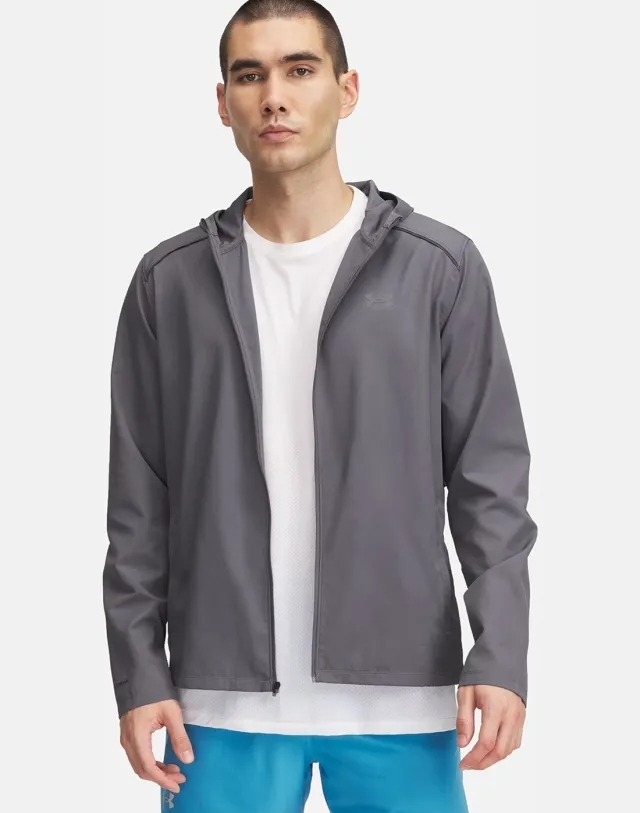 Men's Under Armour Launch Hooded Jacket in Grey
