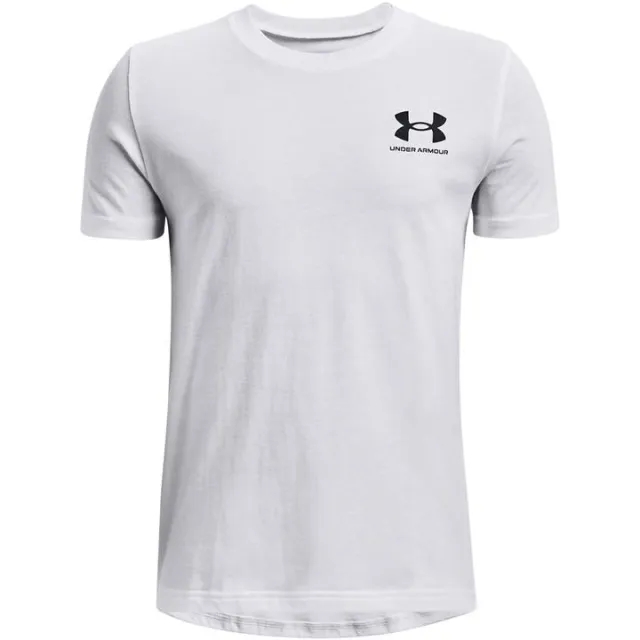 Boys'  Under Armour  Sportstyle Left Chest Short Sleeve White / Black YXS (48 - 50 in)