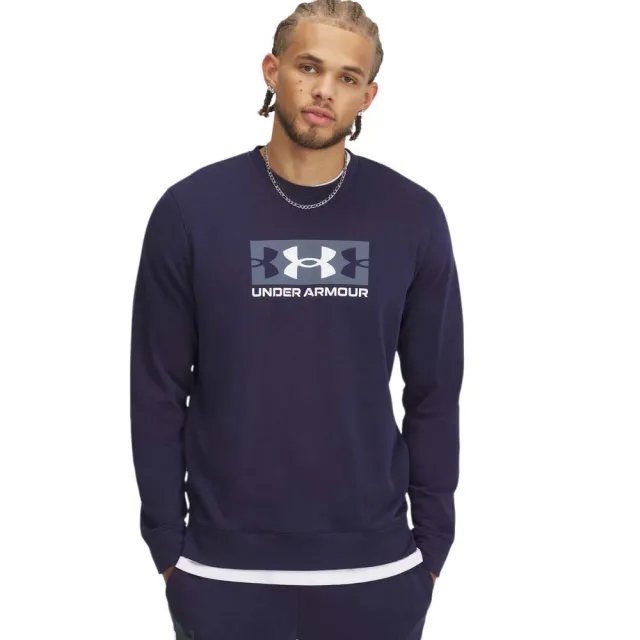 Men's  Under Armour  Rival Terry Logo Crew Midnight Navy / Downpour Gray / White XXL