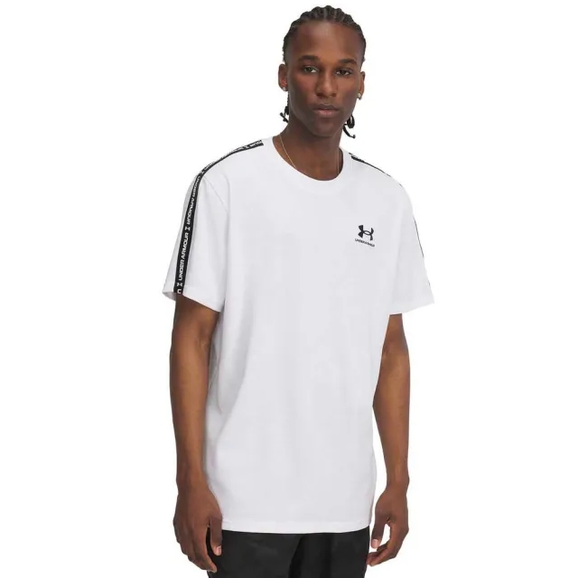 Men's  Under Armour  Icon Heavyweight Taping T-Shirt White / Black 3XL