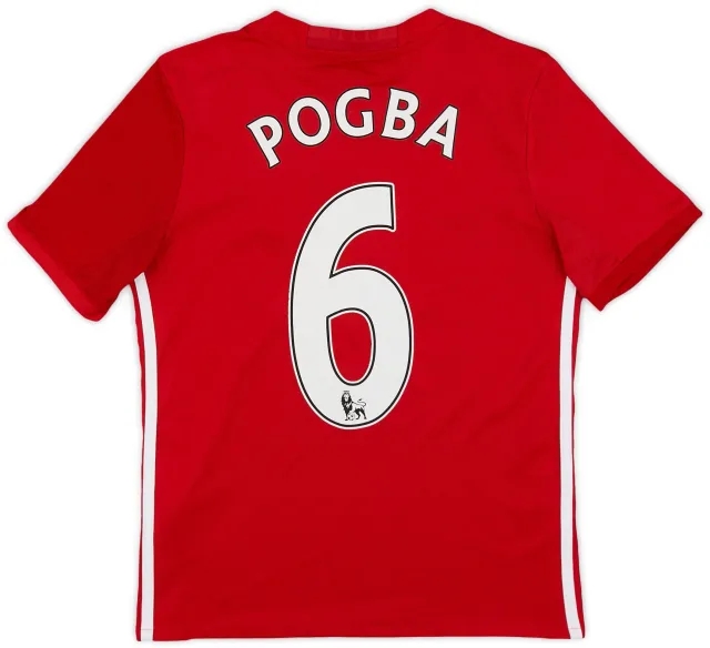 adidas 2016-17 Manchester United Home Shirt Pogba #6 - 8/10 - (M.Boys)