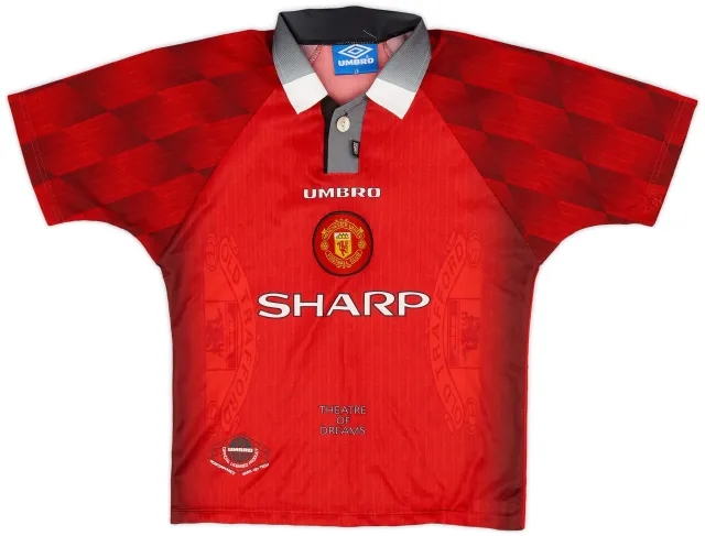 Umbro 1996-98 Manchester United Home Shirt - 8/10 - (L.Boys)