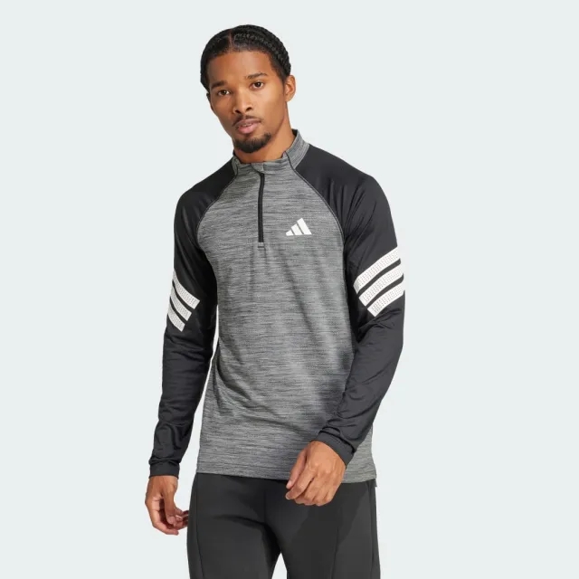Adidas Icon 3 Stripes Half Zip Long Sleeve T-shirt