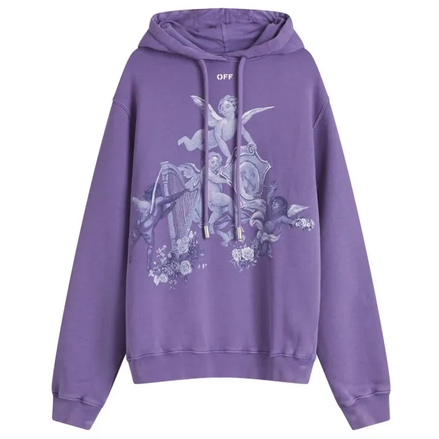 Off-White Women's Framed Putti Regular Hoodie Washed Deep Blue