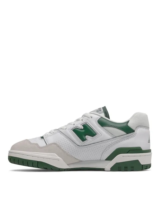 New Balance Unisex BB550 in White/Green Leather