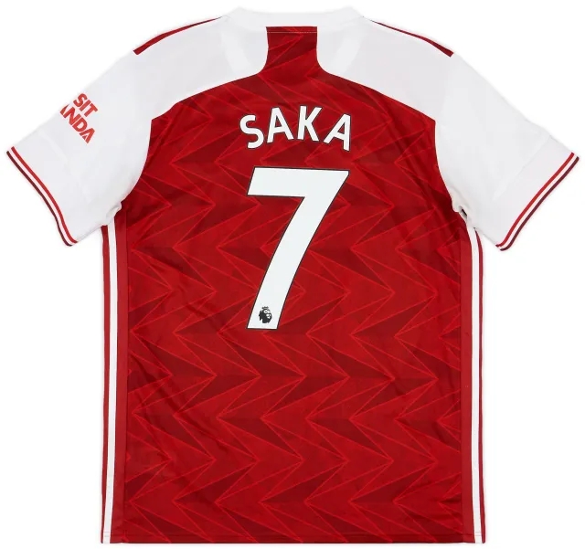 adidas 2020-21 Arsenal Home Shirt Saka #7 - 6/10 - (L)