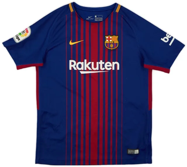 Nike 2017-18 Barcelona Home Shirt - 7/10 - (L.Boys)