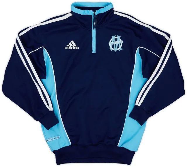 2000-01 Olympique Marseille adidas 1/4 Zip Sweat Top - 9/10 - (L.Boys)