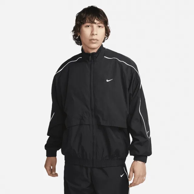 Nike Men's Solo Swoosh Woven Track Jacket Black/White