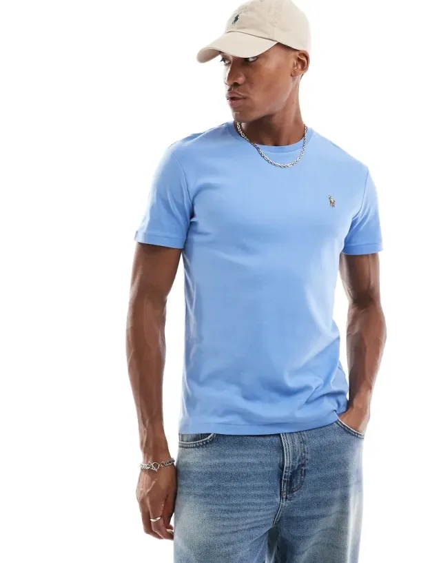 Polo Ralph Lauren  T-SHIRT AJUSTE EN PIMA COTON  men's T shirt in Blue