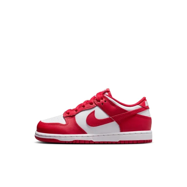 Nike Dunk Low Boys Junior in White & Red