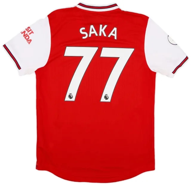 adidas 2019-20 Arsenal Authentic Home Shirt Saka #77 - 6/10 - (M)