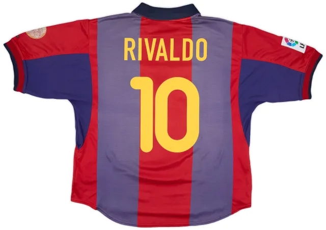 Nike 2000-01 Barcelona Home Shirt Rivaldo #10 - 5/10 - (XL)
