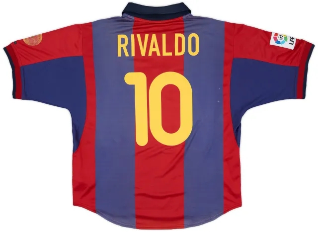 Nike 2000-01 Barcelona Home Shirt Rivaldo #10 - 5/10 - (L)