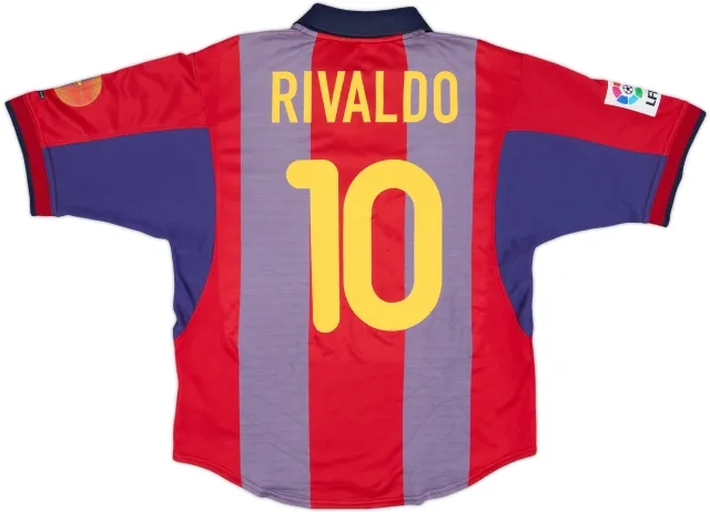 Nike 2000-01 Barcelona Home Shirt Rivaldo #10 - 5/10 - (XL)