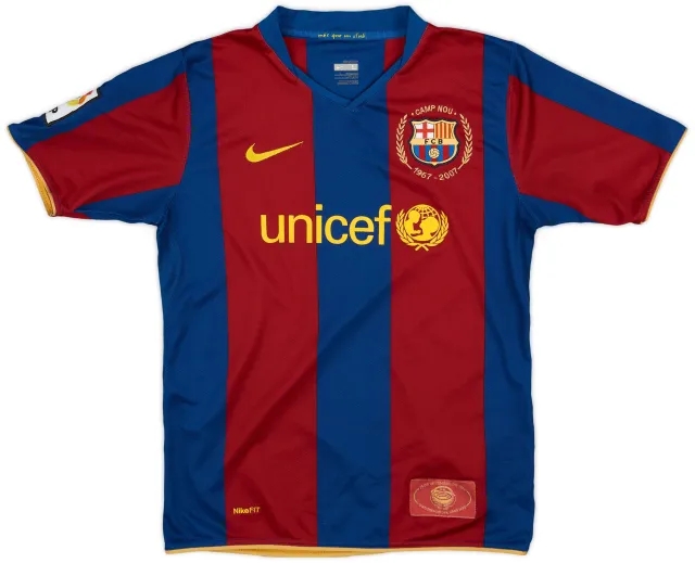 Nike 2007-08 Barcelona Home Shirt - 7/10 - (L.Boys)