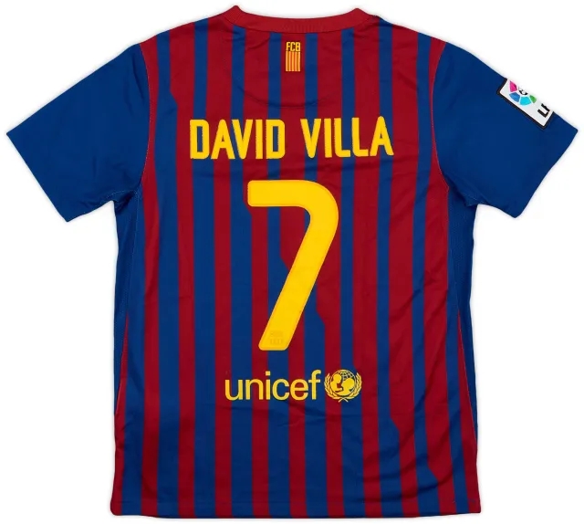 Nike 2011-12 Barcelona Home Shirt Villa #7 - 8/10 - (M.Boys)
