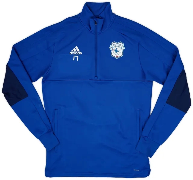 2017-18 Cardiff adidas Player Issue 1/4 Zip Drill Top #17 - 7/10 - (S)