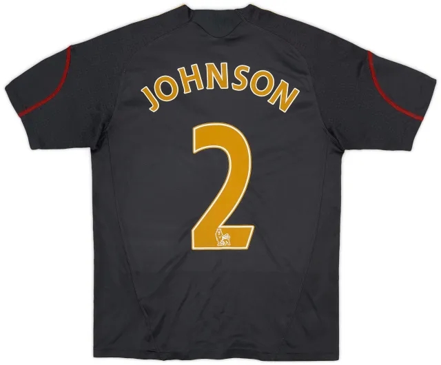 adidas 2009-10 Liverpool Away Shirt Johnson #2 - 6/10 - (M.Boys)
