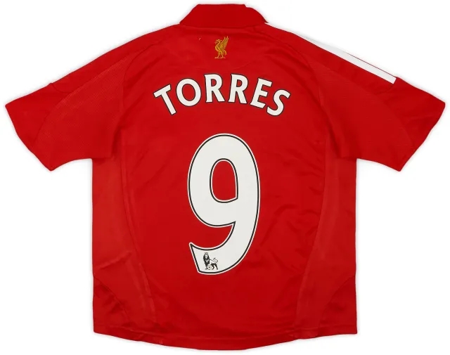 adidas 2008-10 Liverpool Home Shirt Torres #9 - 7/10 - (6-7 Years)