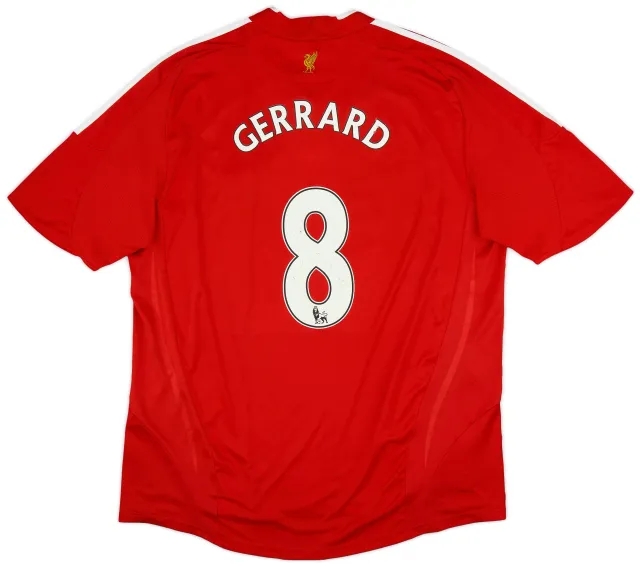adidas 2008-10 Liverpool Home Shirt Gerrard #8 - 5/10 - (XXL)