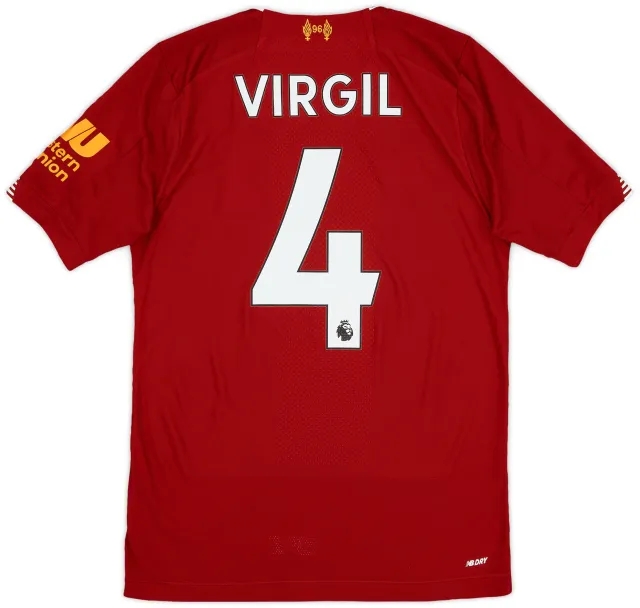 NewBalance 2019-20 Liverpool Authentic Home Shirt Virgil #4 - 9/10 - (S)