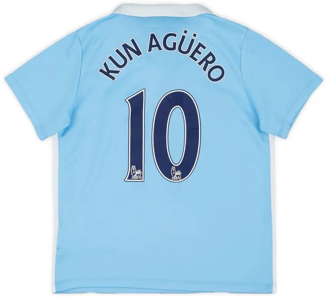 Nike 2015-16 Manchester City Home Shirt Kun Aguero #10 - 8/10 - (7-8 Boys)