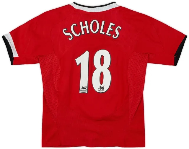 Nike 2004-06 Manchester United Home Shirt Scholes #18 - 8/10 - (M.Boys)